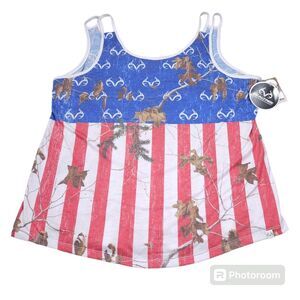 Realtree Patriotic Tank Top Tee American Stars Stripes Flag Sleeveless Size XXL
